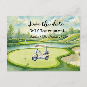 Golf Save the date Golf Tournament with golf view Announcement Postcard