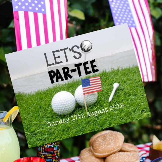 Golf Save the date Golf Tournament with U.S.A.flag Announcement Postcard (Creator Uploaded)