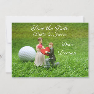 Golf Save the date groom and bride with love Invitation