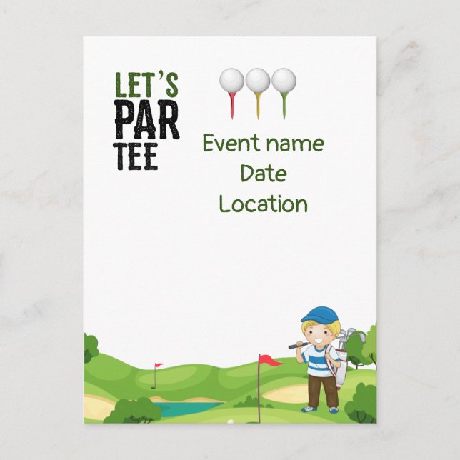 Golf  Save the Date Let's Par Tee  Invitation Postcard (Front)