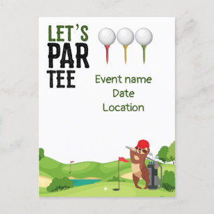 Golf  Save the Date Let's Par Tee with Sloth funny Postcard