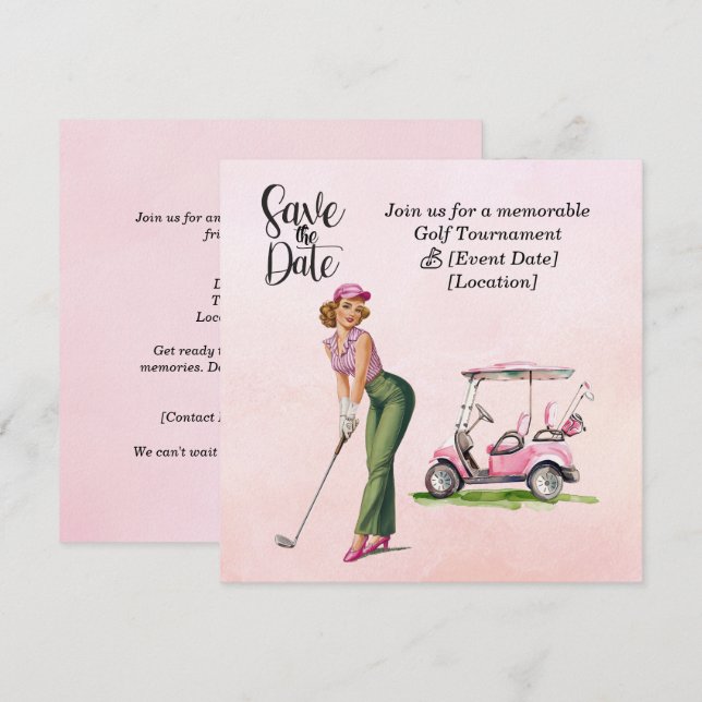Golf Save the Date party for woman golfer party  Invitation (Front/Back)