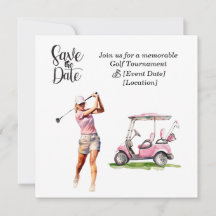 Golf Save the Date party for woman golfer party 