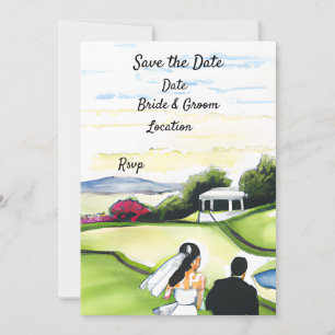 Golf Save the date Wedding Invitation Watercolor