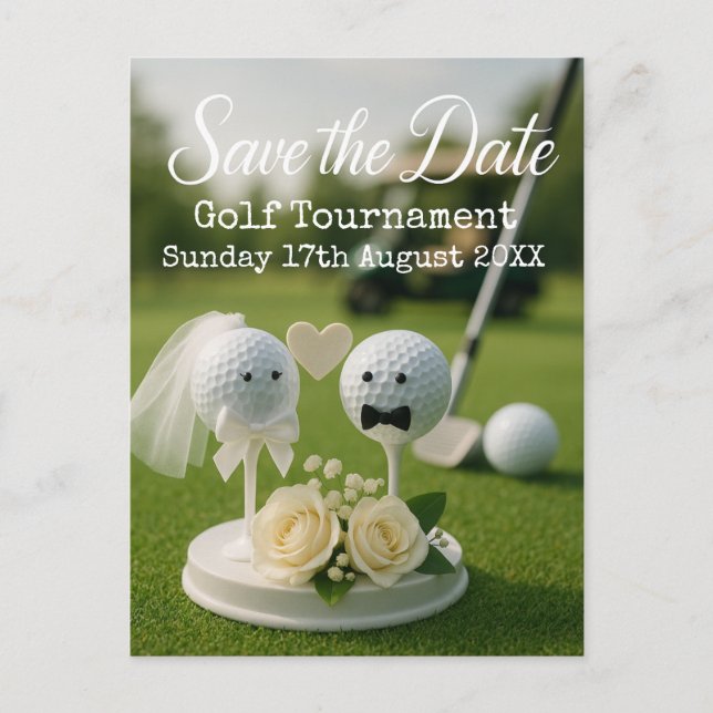Golf Save the date wedding themed for golfer  Announcement Postcard (Front)