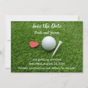 Golf Save the date with golf and heart invitation