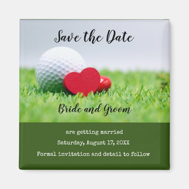 Golf  Save the date with golf and heart invitation Magnet (Front)