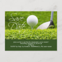 Golf save the date with golf ball and club