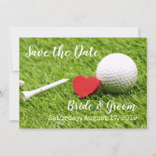 Golf Save the date with golf ball and tee & love