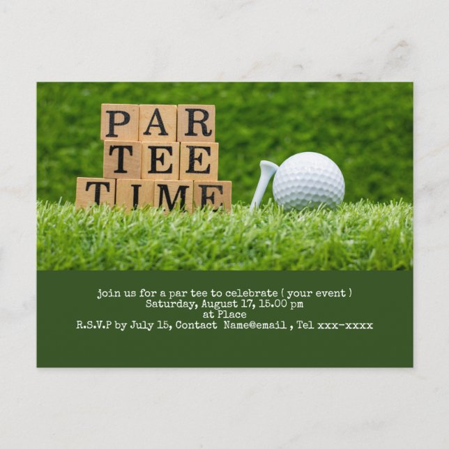 Golf save the date with golf ball and tee postcard (Front)