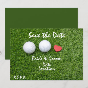 Golf Save the Date with golf ball in love on green Invitation