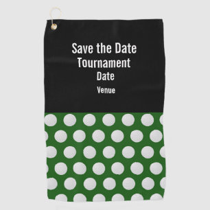 Golf Save the Date with golf ball on green grass   Towel