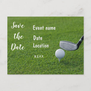 Golf Save the Date with golf balls on green grass Postcard