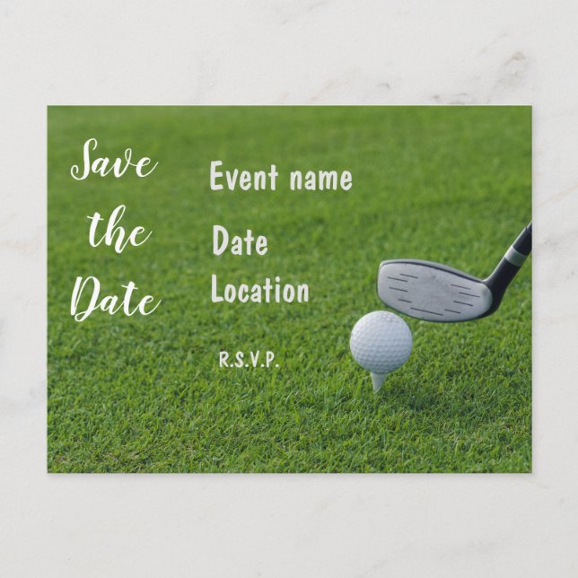 Golf Save the Date with golf balls on green grass Postcard (Front)