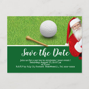 Golf save the date with Santa Claus for Christmas  Holiday Postcard