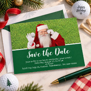 Golf save the date with Santa Claus for Christmas  Postcard