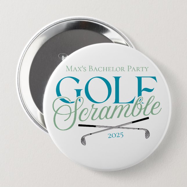 Golf Scramble – Fun Golf-Themed Bachelor Party 4 Inch Round Button (Front & Back)