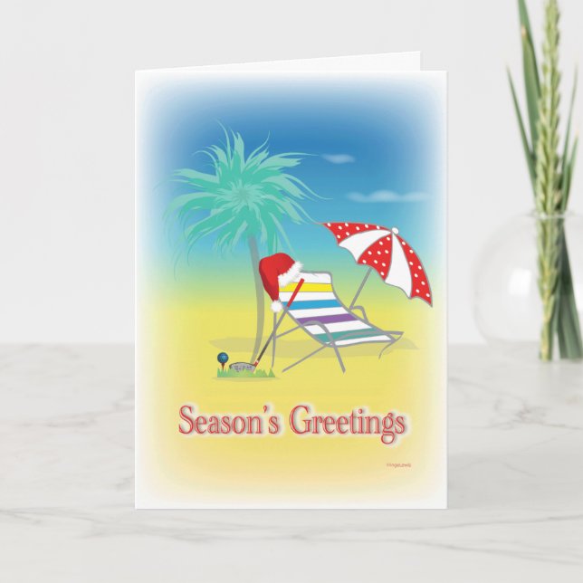 GOLF Season's Greetings Santa Hat Funny Card (Front)