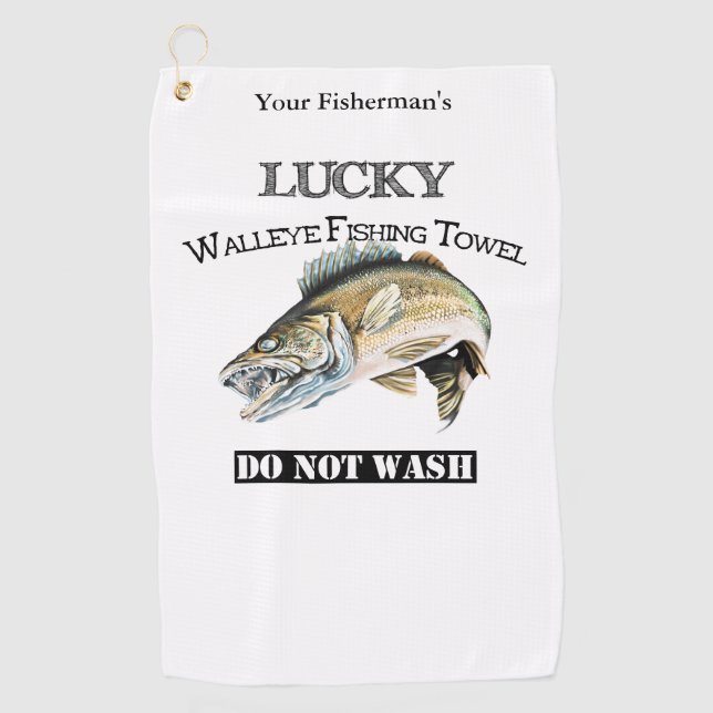 Golf Serviette de pêche personnalisée Lucky Walleye (Devant)