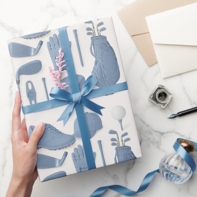 Golf set of  equipment for boy Blue themed Wrapping Paper (Gifting)