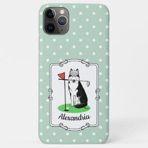 Golf Siberian Husky (black) Dog Playing Cute Funny iPhone 11 Pro Max Case