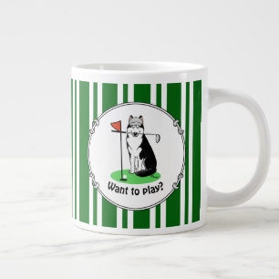 Golf Siberian Husky (black) Dog Playing Cute Funny Large Coffee Mug