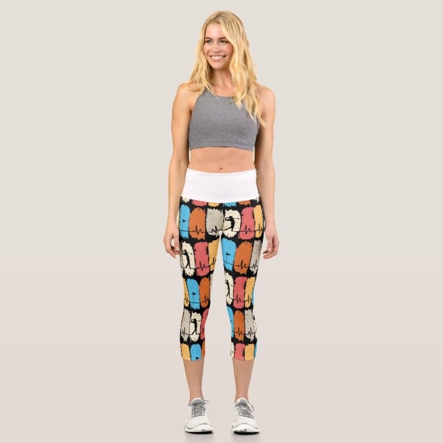 Golf Silhouette Golfer on Sunset background  Capri Leggings (Front)