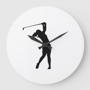 Golf Silhouette Large Wall Clock Elegant Design
