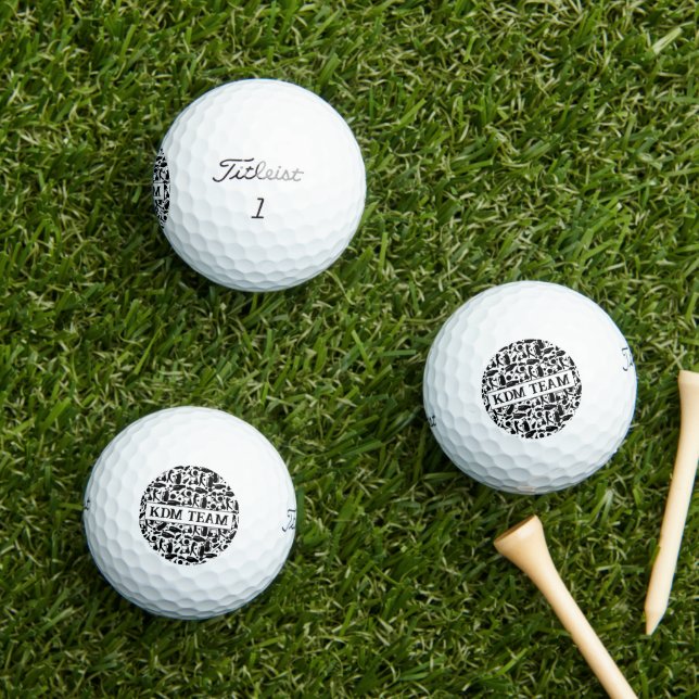 Golf Silhouette Pattern Classic Black & White  Balls (Insitu Grass)