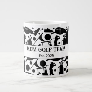 Golf Silhouette Pattern Classic Black & White Large Coffee Mug