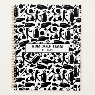 Golf Silhouette Pattern Classic Black & White Planner