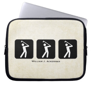 Golf Silhouetter Custom Personalized Golfer Laptop Sleeve