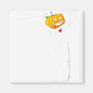 Golf Skeleton Pumpkin Halloween Magnet