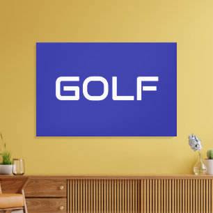 GOLF Sleek Sporty Modern White Text On Deep Blue Canvas Print