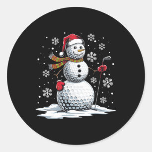 Golf Snowman Golf Player Santa Hat Christmas Funny Classic Round Sticker
