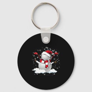 Golf Snowman in Christmas holiday Keychain