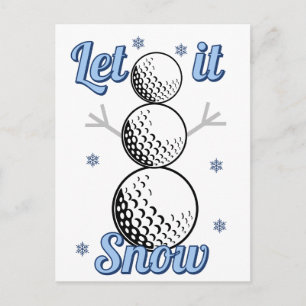 Golf Snowman Let It Snow Holiday Postcard