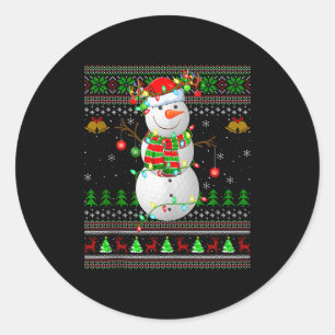 Golf Snowman Ugly Christmas Sweaters Golfing Golfe Classic Round Sticker