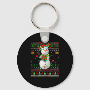 Golf Snowman Ugly Christmas Sweaters Golfing Golfe Keychain