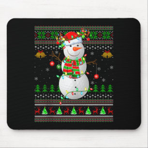 Golf Snowman Ugly Christmas Sweaters Golfing Golfe Mouse Pad