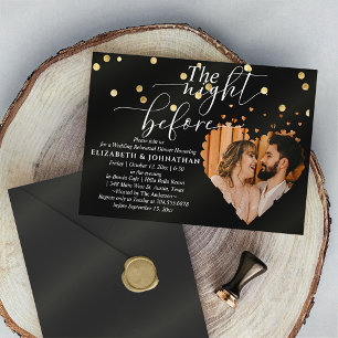 Golf Sparkly Rehearsal Dinner Night Before Invitation