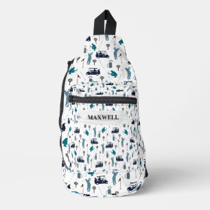 Golf Sport Blue Navy Name Sling Bag