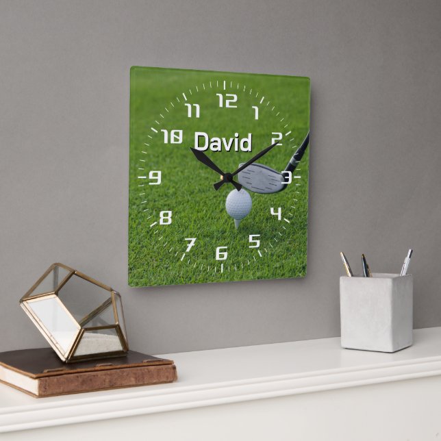 Golf Sport | Personalizable Gift Square Wall Clock (Office)