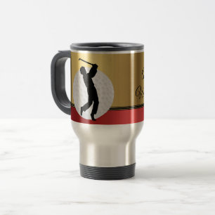 Golf Sports Emphasis golf ball player Personalize Travel Mug