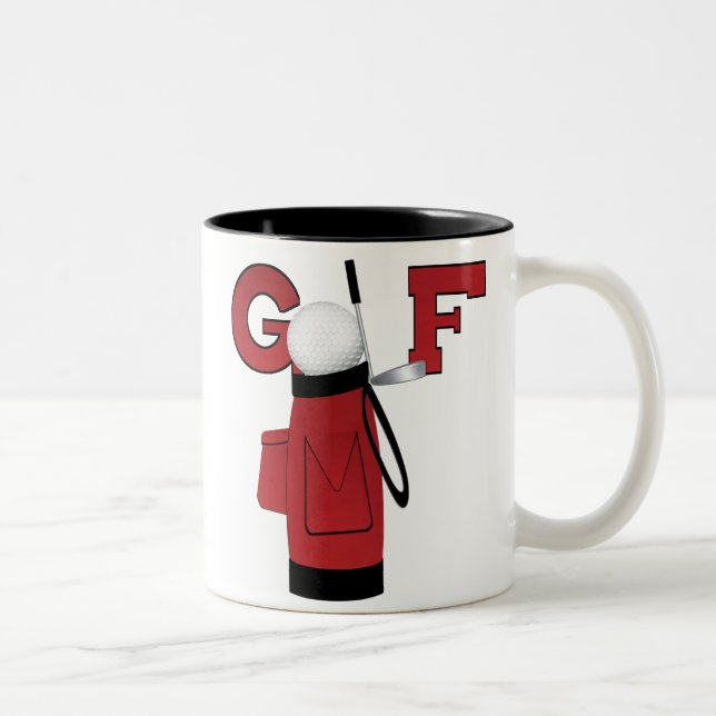 Golf Sports With Red Bag Two-Tone Coffee Mug (Right)
