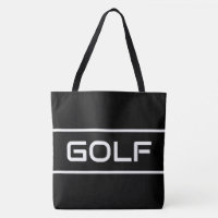 GOLF Sporty Fun White Text Stripes On Modern Black