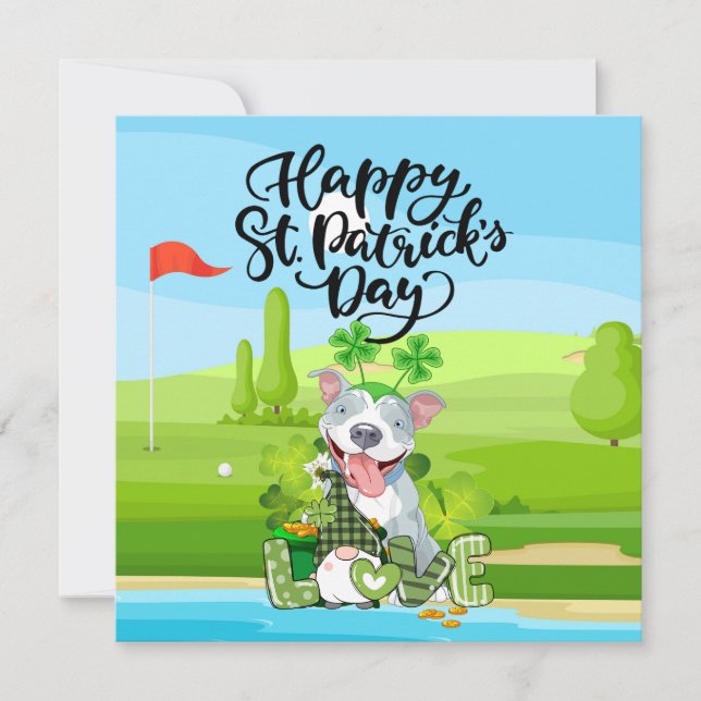 GOLF St. Patrick's Day for Golfer  with DOG Holiday Card (Front)