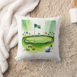 Golf St. Patrick's Day Golf themed for Golfer Throw Pillow