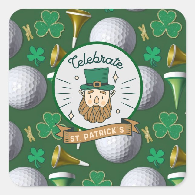 Golf St. Patrick's Day with Golf ball for Golfer Square Sticker (Front)