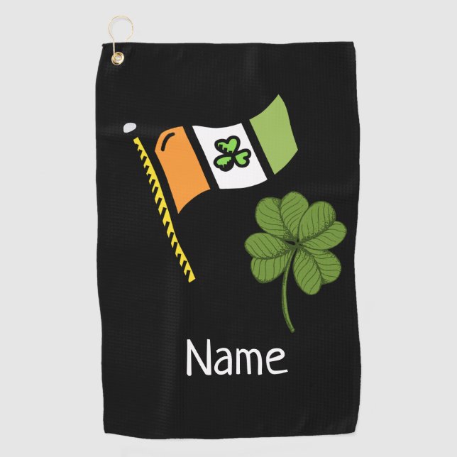 Golf St. Patrrick's Day with Irish flag shamrock Golf Towel (Front)